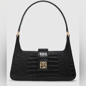 Anine Bing Lou black faux croc embossed bag NWT